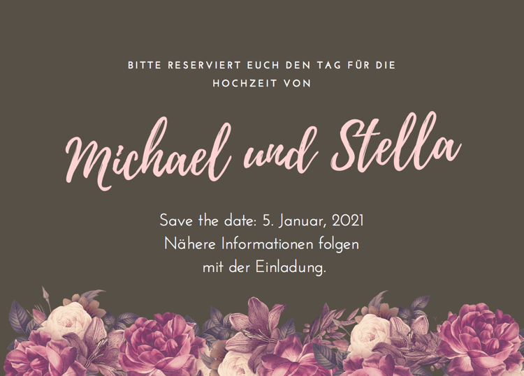 Uložiť dátum karty vinobranie kvety ružová hnedá elegantný