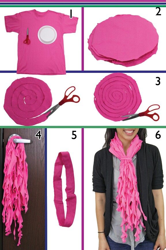 šatka-urob si sám-staré-tričko-návod-ružová