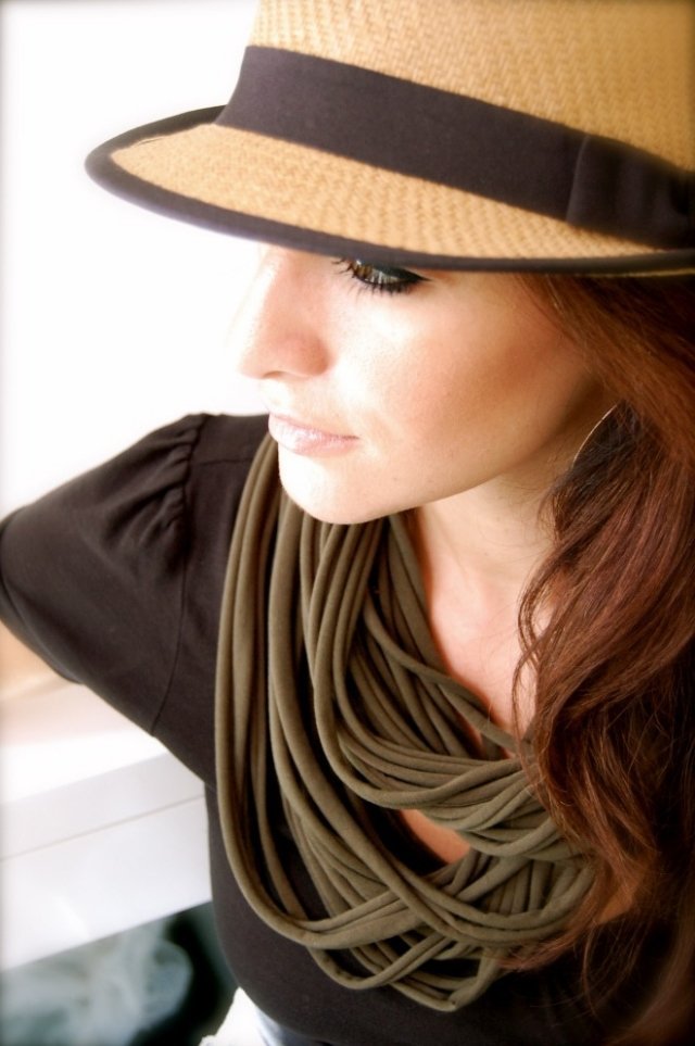 tričko-slučka-šál-urob si-sám-staré-khaki tričko