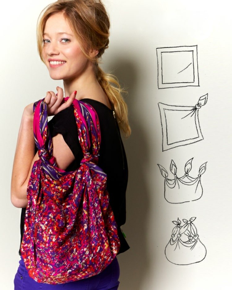 Vyrobte si kabelku sami zo štvorcovej šatky