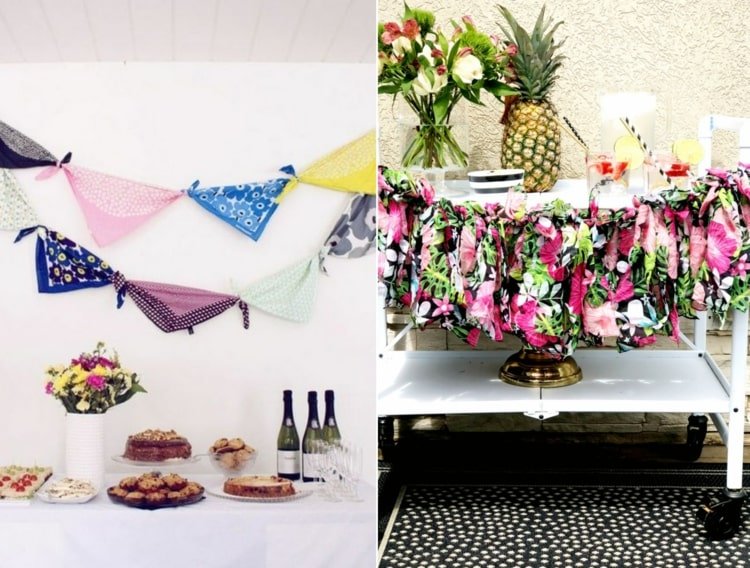 Na girlandy používajte hodvábne šatky alebo iné šatky