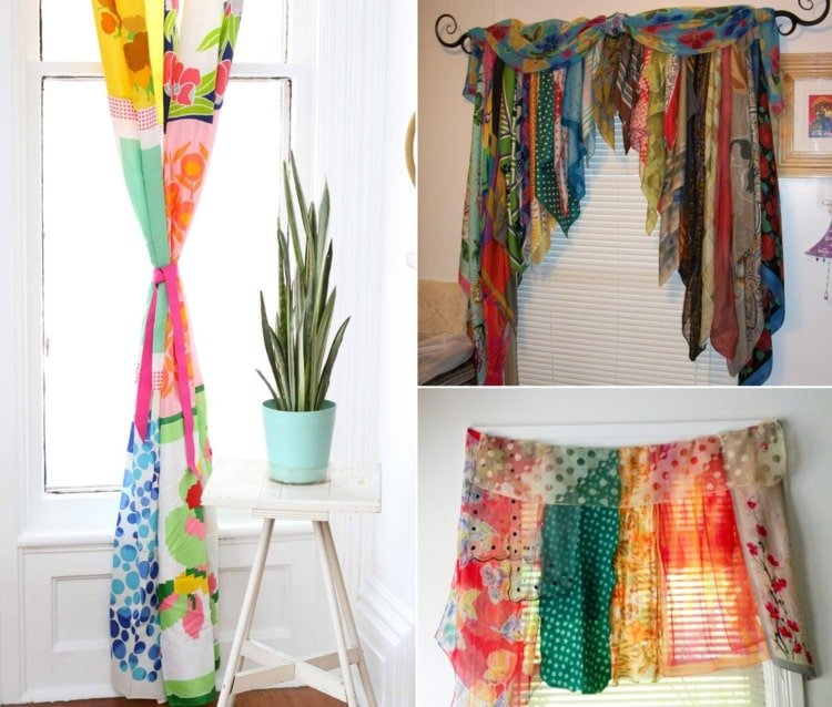 Záclony a závesy bez šitia na viazanie na okná