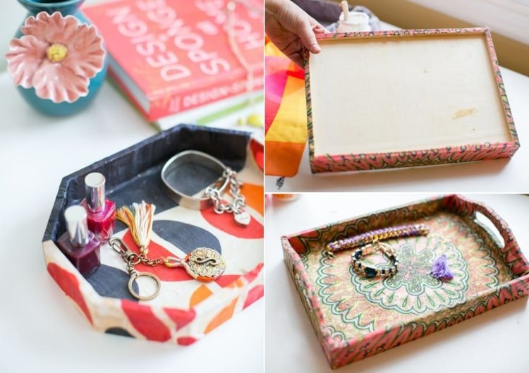 Ozdobte podnos na šperky upcyclingom šatky