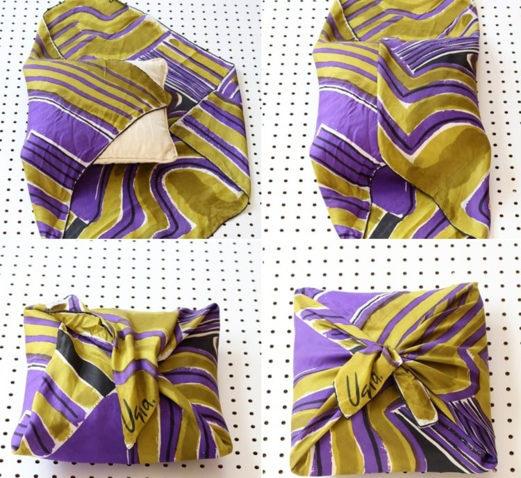 Poťah na vankúš bez šitia ako šatky Upcycling - jednoduchá technika viazania