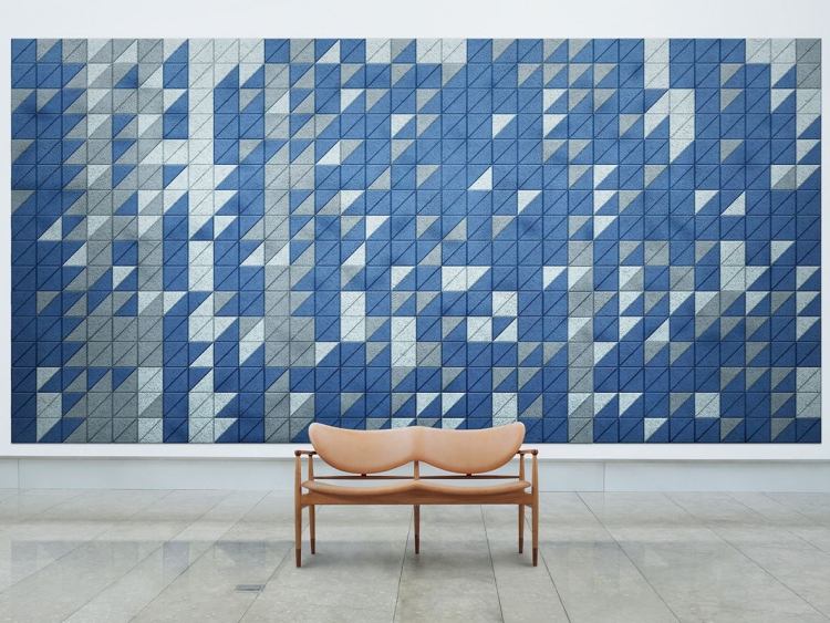 absorbér zvuku-akustická stena-moderné-moduly-modrý-trojuholníkový dizajn
