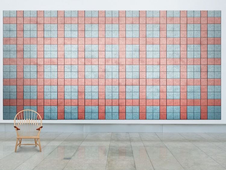 tlmič zvuku-akustická stena-moderný-modul-štvorcový-koralový-modrý-modrý