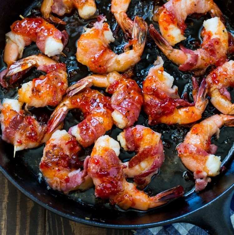 Krevety so slaninou a chilli džemom