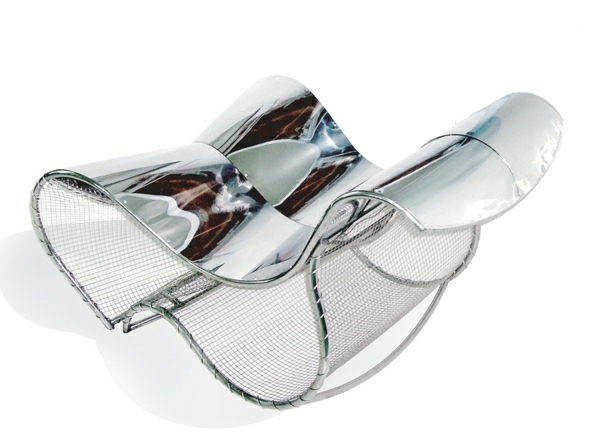 Kovové hojdacie kreslo polohovacie kreslo okrúhleho tvaru Polohovacie stoličky oblých tvarov z dizajnového nábytku