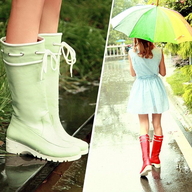 rôzne modely s vyťahovacími pomôckami a šnúrkami Wellingtonové čižmy-s-čipkou-krátke šaty
