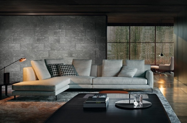 sivá čalúnená sedačka-kolekcia Minotti šedo čalúnená pohovka-kolekcia Minotti