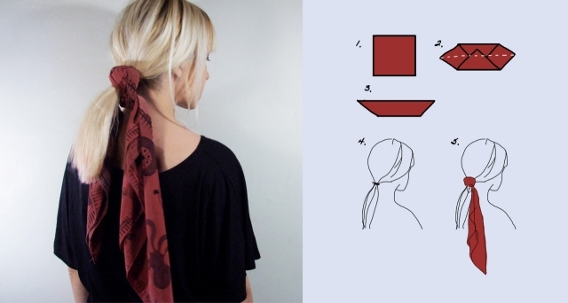 Ako navrhnúť šatku okolo konského chvosta tipy na vlasy-šatka-šatka-dekorácia-krok