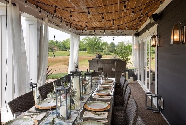 krytý terasa elegantný dizajnový vidiecky dom s luxusným interiérom