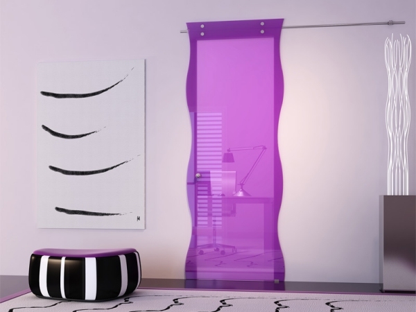 Ružové dvere posuvné zakrivené tvary jasný dizajn