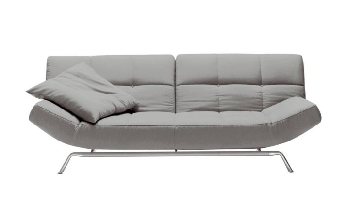 malý funkčný gauč s funkciou spánku rozkladacia pohovka-sivá-Smala-ligne-ružica-skladacia-funkcia-kovový rám-vankúše