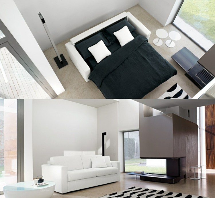 Rozkladacie pohovky malá obývačka biele čalúnenie dvojsed