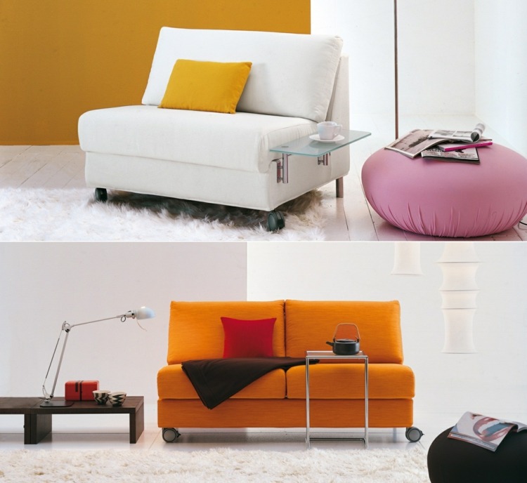 Rozkladacie pohovky malé obývačky kolieska výsuvné dvojsedadlové