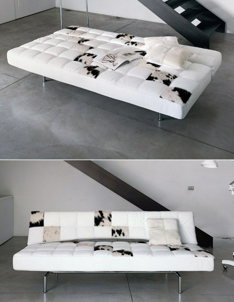 Rozkladacie pohovky malá obývačka rozkladacia pohovka biely kožený poťah