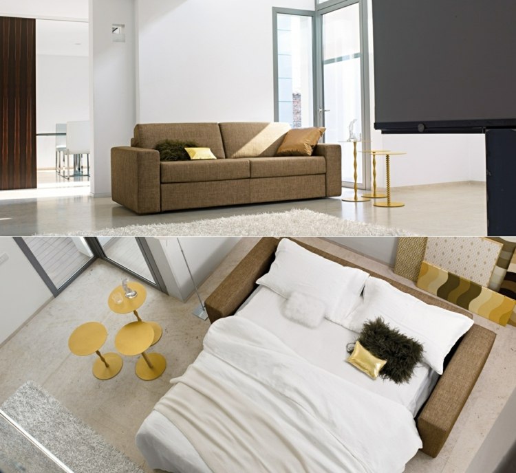 Rozkladacie pohovky nápady pre malý nábytok do obývačky, ktoré šetria miesto