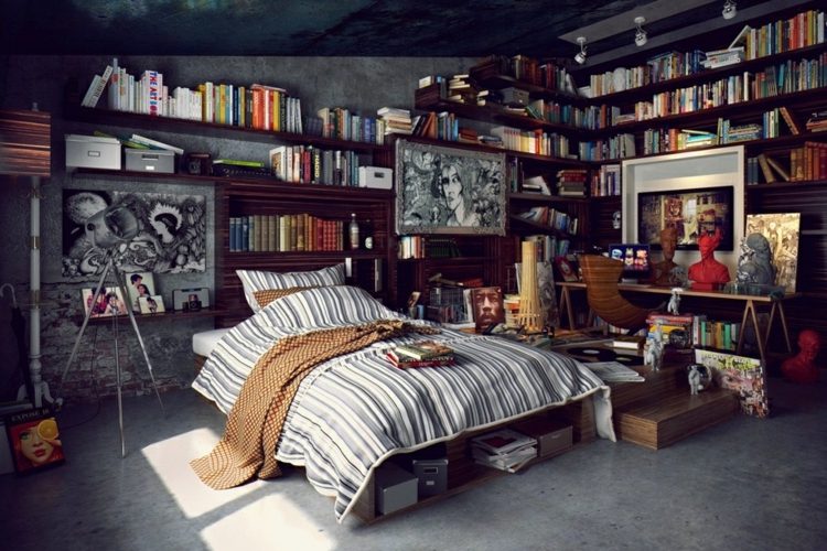 Spálňa dizajn priemyselný životný štýl bývanie nápady