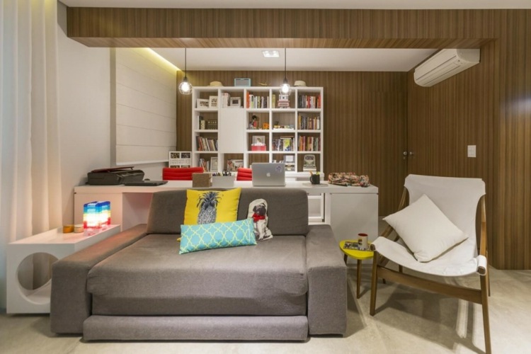 zariadenie spální biely nábytok moderný patchwork klimatizácia