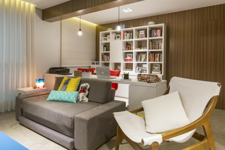 nábytok do spálne, biely dizajn, polička do kancelárie, drevený obklad stien