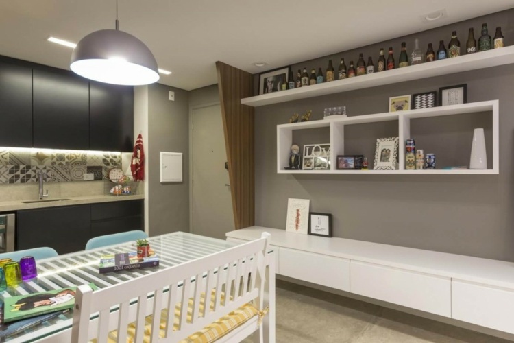 zariadenie spálne biela nástenná jednotka myšlienka modernej nízkopodlažnej poličky deco