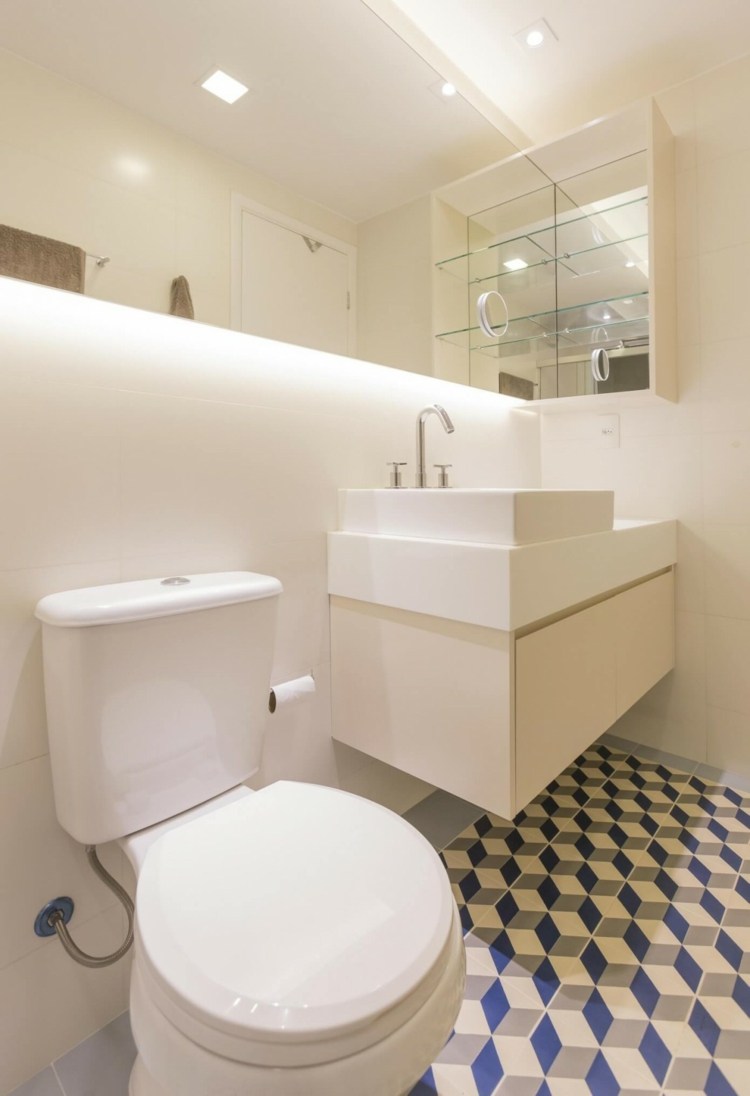 Nábytok do spálne v bielej farbe Nápad do kúpeľne 3d dlažba modrá podlaha