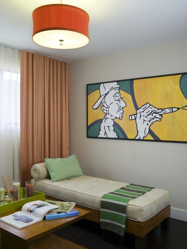 Navrhnite moderné umenie svetlých prehozov v jasných farbách