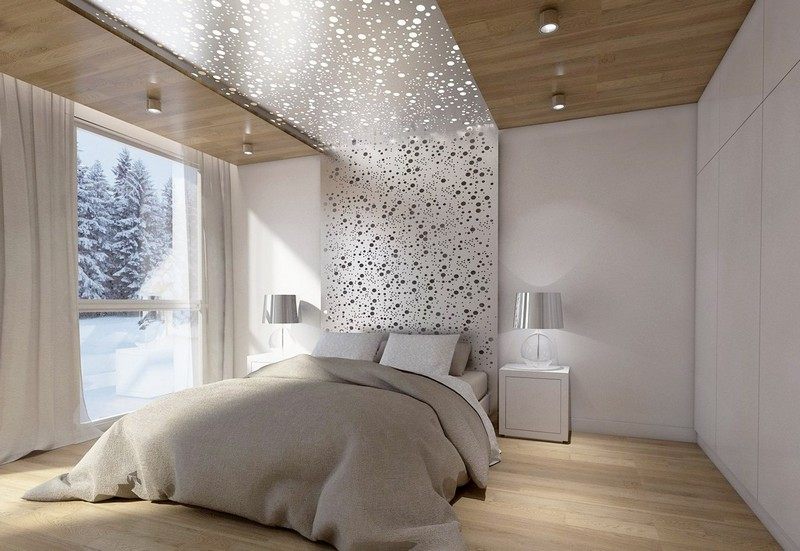 Nápady na spálňu posteľ z bieleho perforovaného plechu