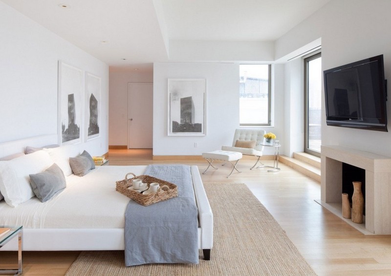 Spálňa-nápady-biely-krb-posedenie-moderné