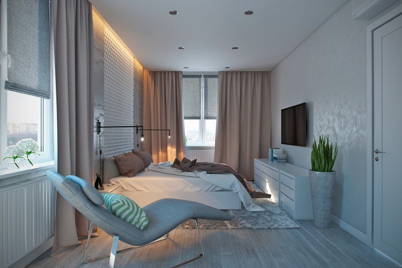 Spálňa-nápady-biela-stena-tapeta-LED-osvetlenie