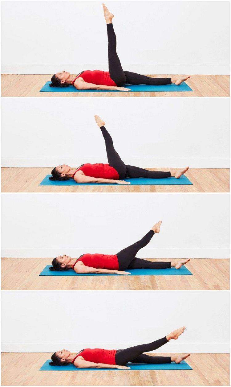 Kruhy nôh v polohe na chrbte Pilates cvičenie pre štíhle nohy