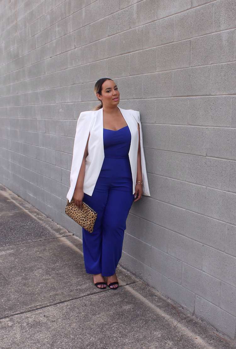stylingové tipy-tenší vzhľad-kombinéza-blejzer-modrá