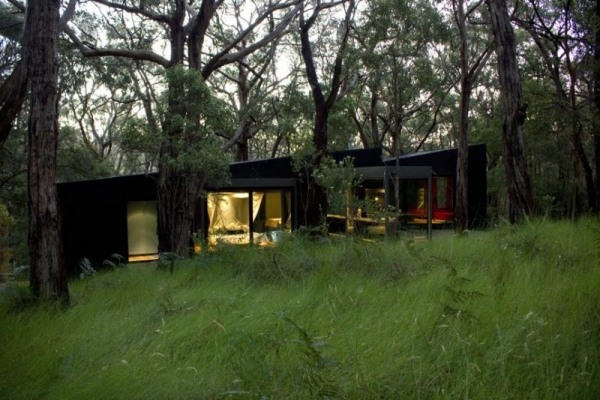 moderný dizajn domu vo fasáde prírody