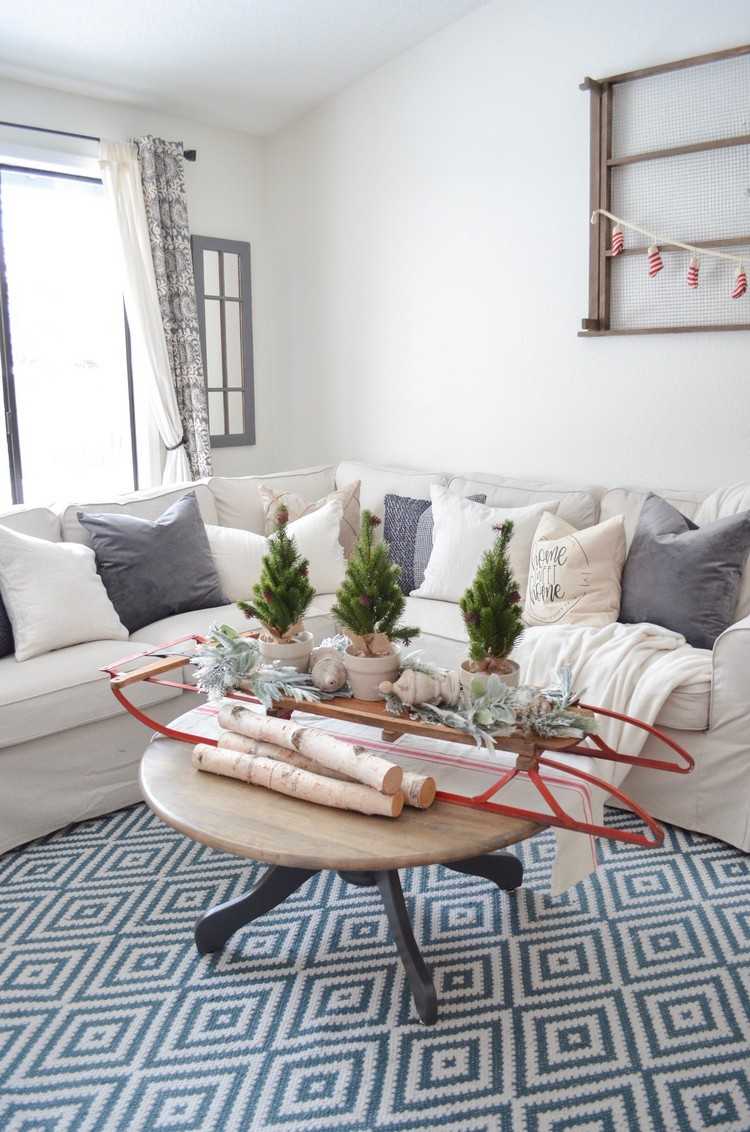 obývačka deco vianočné sane mini jedle