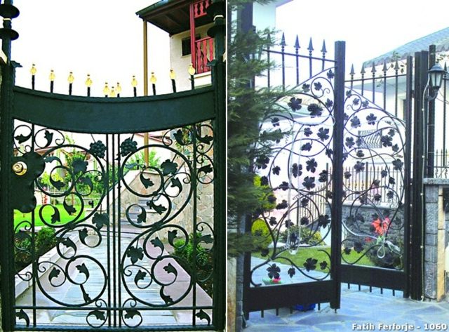 Záhradná brána z tepaného železa, prírodné motívy, strapec hrozna Kované železné prírodné motívy strapec hrozna listy nápady kovaného železa