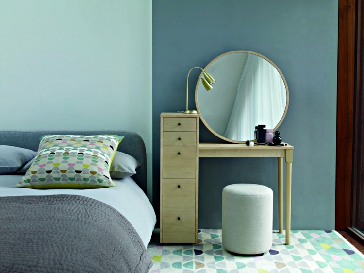 toaletný stolík biele okrúhle zrkadlo zásuvka na nápady ľahké drevo