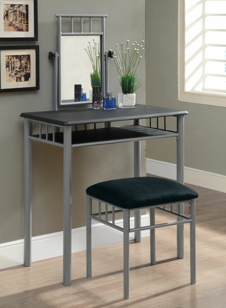 toaletný stolík biely kovový materiál čierna sivá moderný štýl nábytku