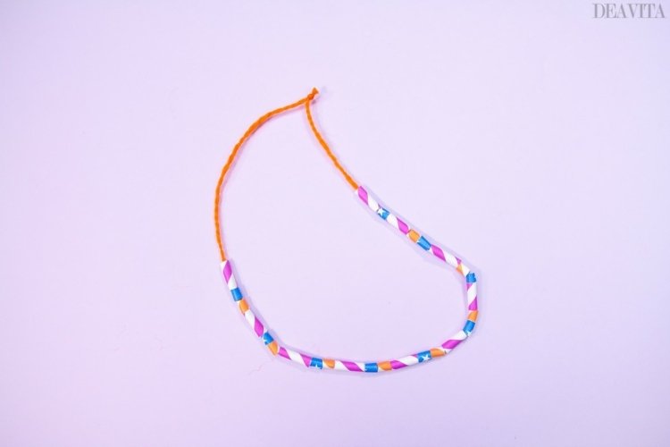 detské šperky drotár pletenie priadze farebné slamky náhrdelník ľahké