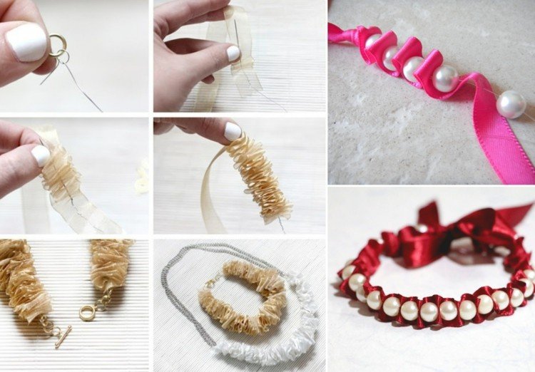 urobte krásne retiazky so stuhami a korálkami