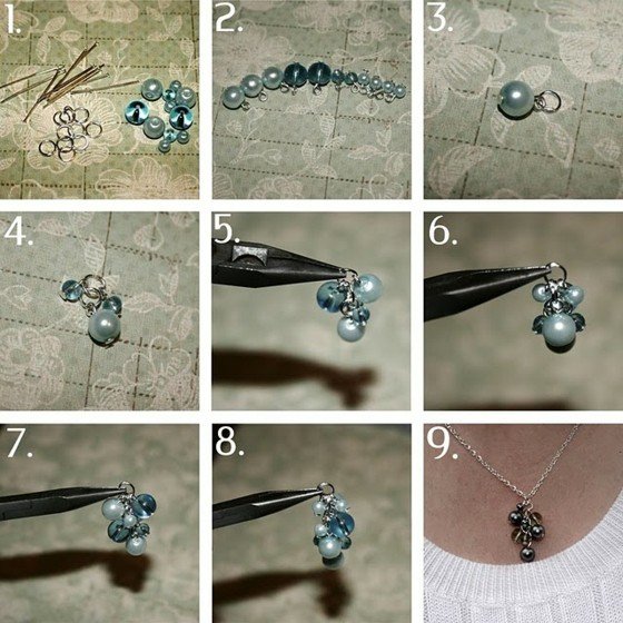 drotárske modro-šedo-perlové reťaze