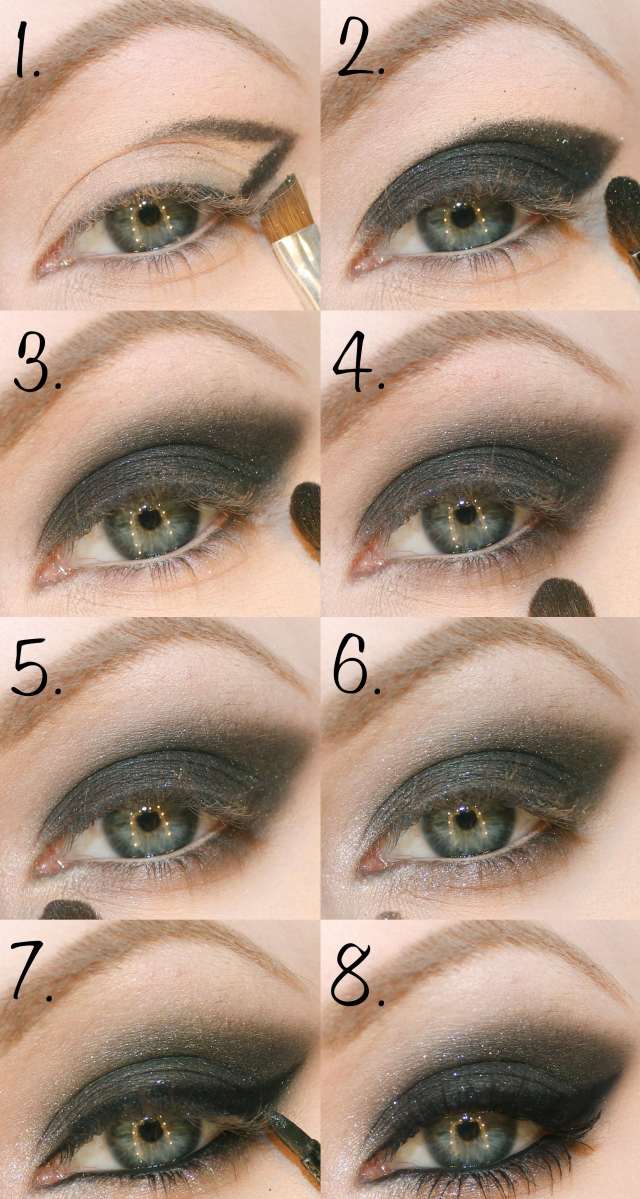 zelené oči make-up tmavošedé očné tiene očné linky zelené oči-make-up-tmavo-šedé-očné tiene-očné linky