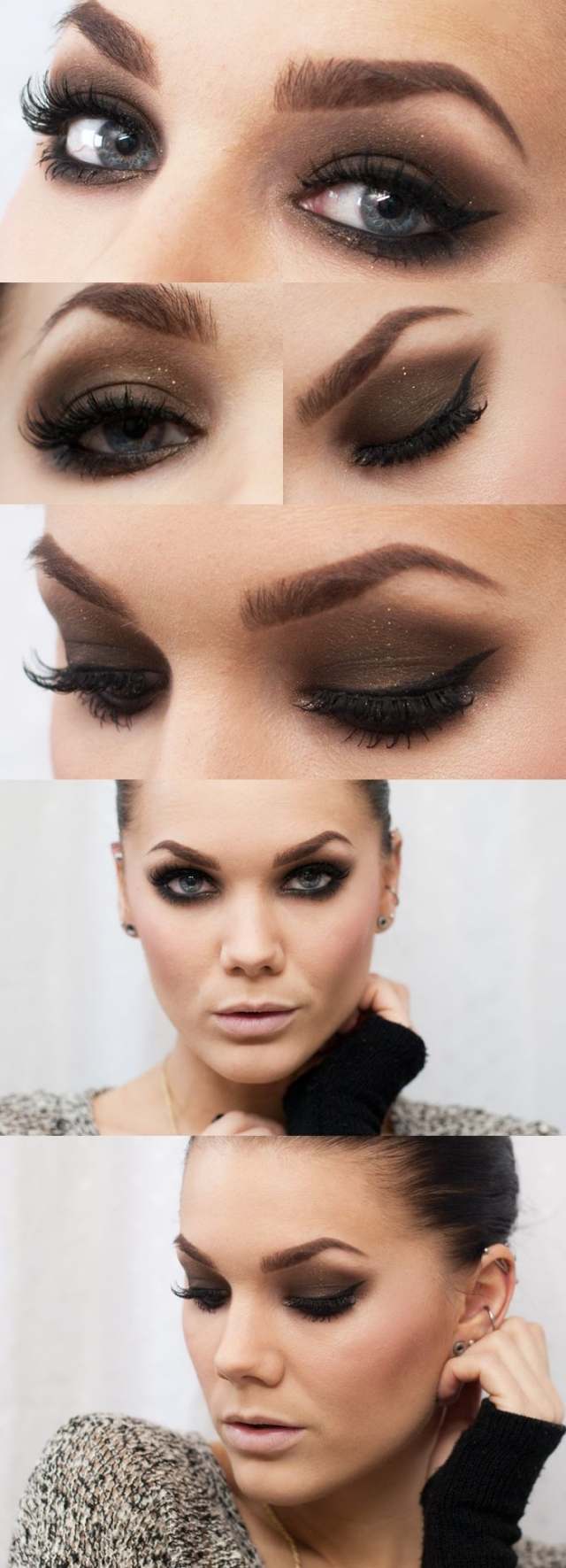 nalíčené modré oči hnedé očné tiene očné linky nalíčené-modré-oči-hnedé-očné tiene-očná linka