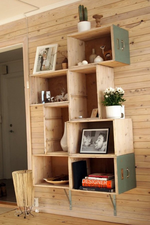 staré police do zásuviek nápady na úložný priestor dreva
