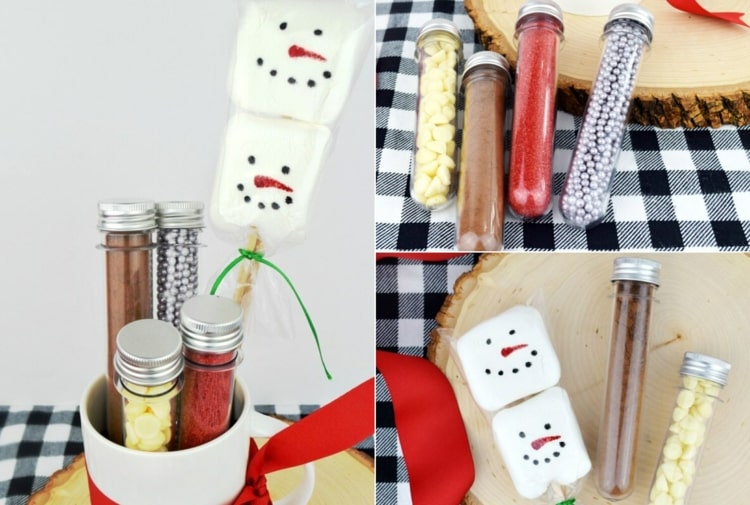 Recept na polievku snehuliaka s kakaom a marshmallow v skúmavkách