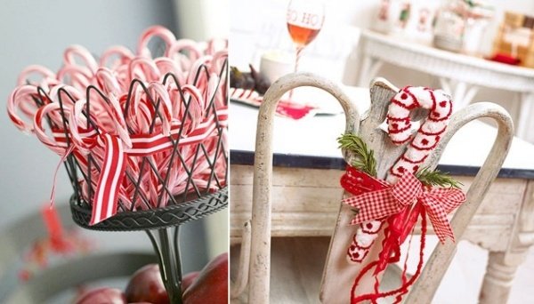 rýchle vianočné dekorácie paličky na cukríky dekoračné slučky last minute vianočné ozdoby cukríkové paličky stolička deco brúsenie