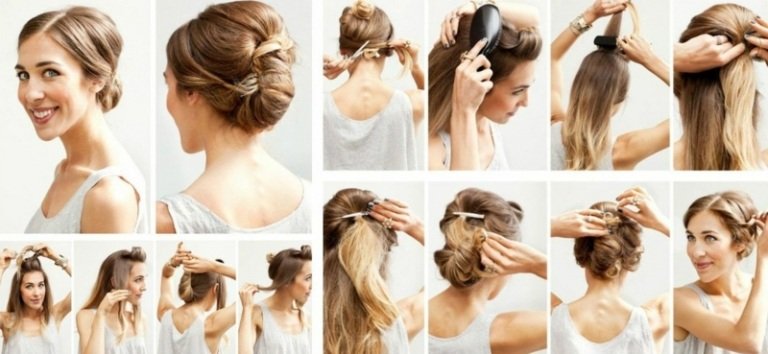 Toto ľahké updo je pripravené za niekoľko minút rýchly a jednoduchý návod na účes updo chignon