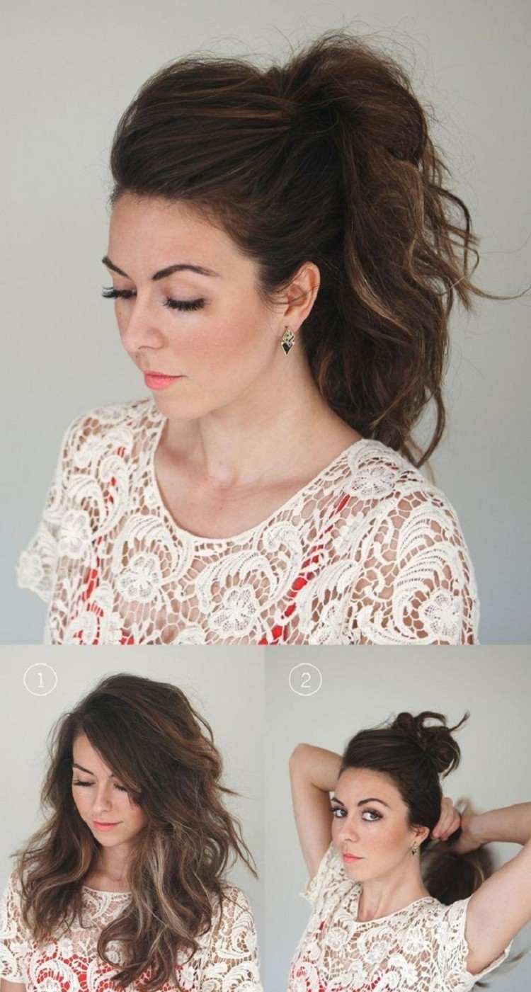 Konský chvost s retro vzhľadom hairstyling retro nápad chvost dvojitý jednoduchý účes
