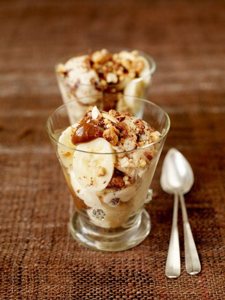 rýchlejší dezert Jamie Oliver zmrzlinový banoffee pohár