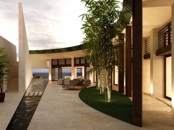 terasa s moderným dizajnom domu so špirálovým tvarom moderný dom-dizajn-špirálovitý tvar-terasa